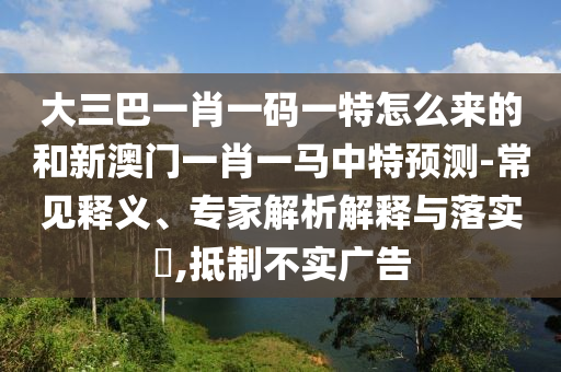 大三巴一肖一碼一特怎么來的和新澳門一肖一馬中特預(yù)測-常見釋義、專家解析解釋與落實?,抵制不實廣告